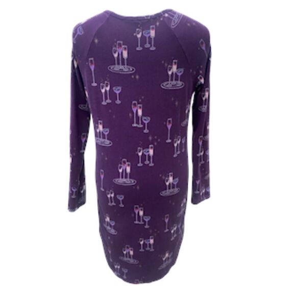 SOMA Sleep Shirt Sz. S Cocktail Glass Print Holidays NYE Cozy Loungewear - Picture 2 of 6